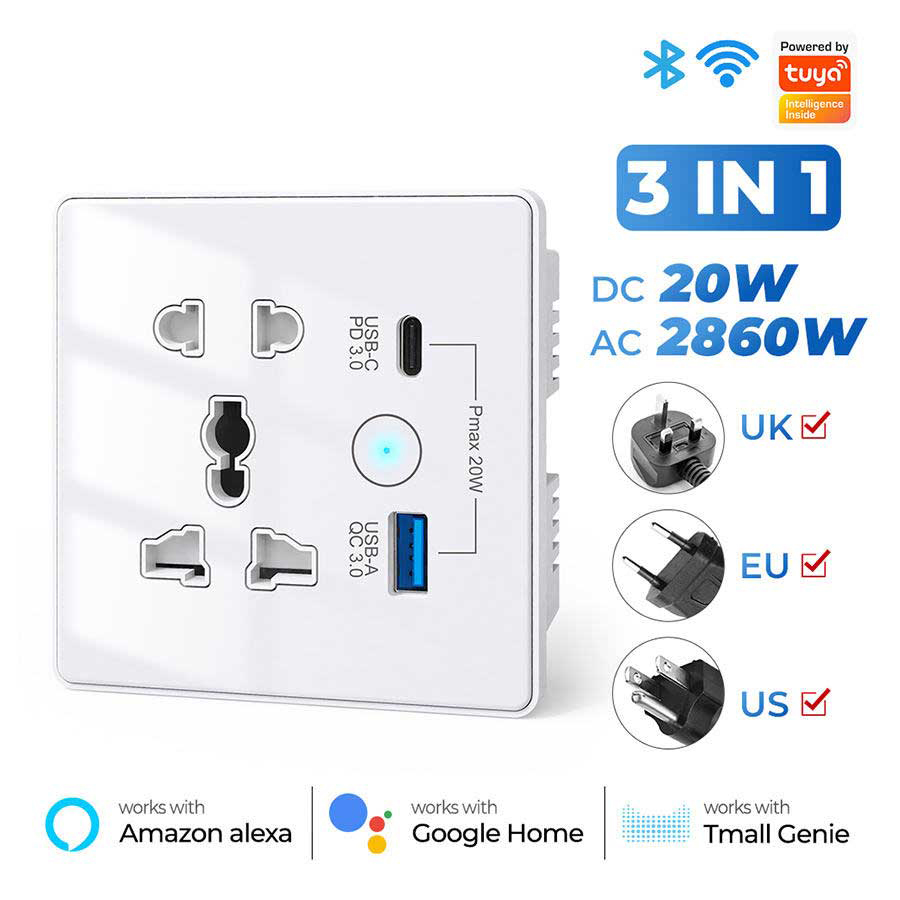 Tuya WiFi 5-Pin Smart Universal Socket