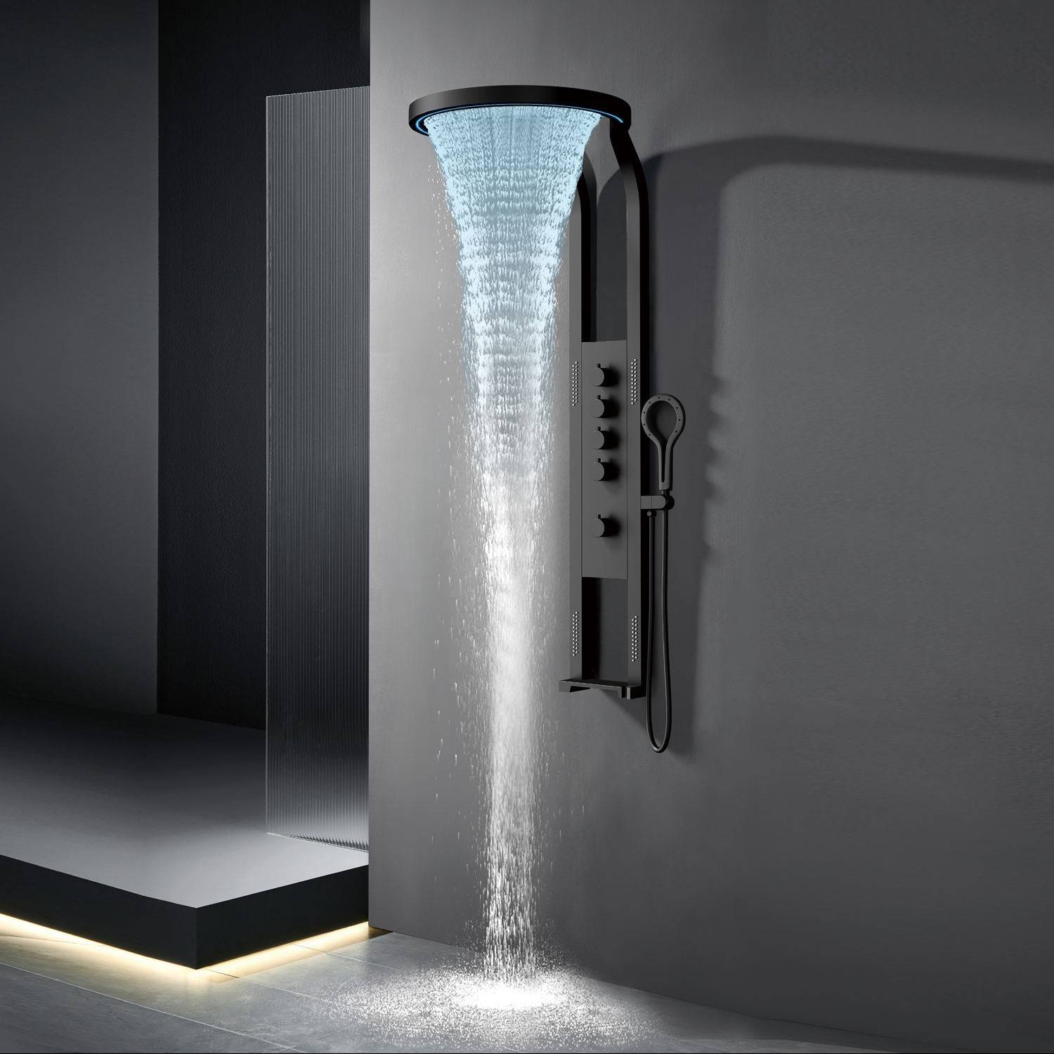 Digital Wall Mounted Rainfall & Waterfall Shower Panel Set